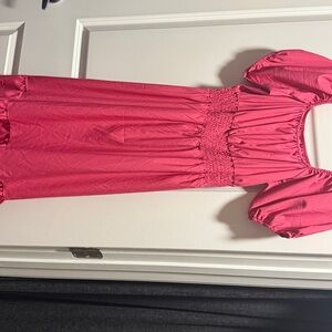 Pink Dress with Puff Sleeves